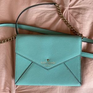 Kate Spade Tiffany Blue Leather Envelope CrossBody Bag